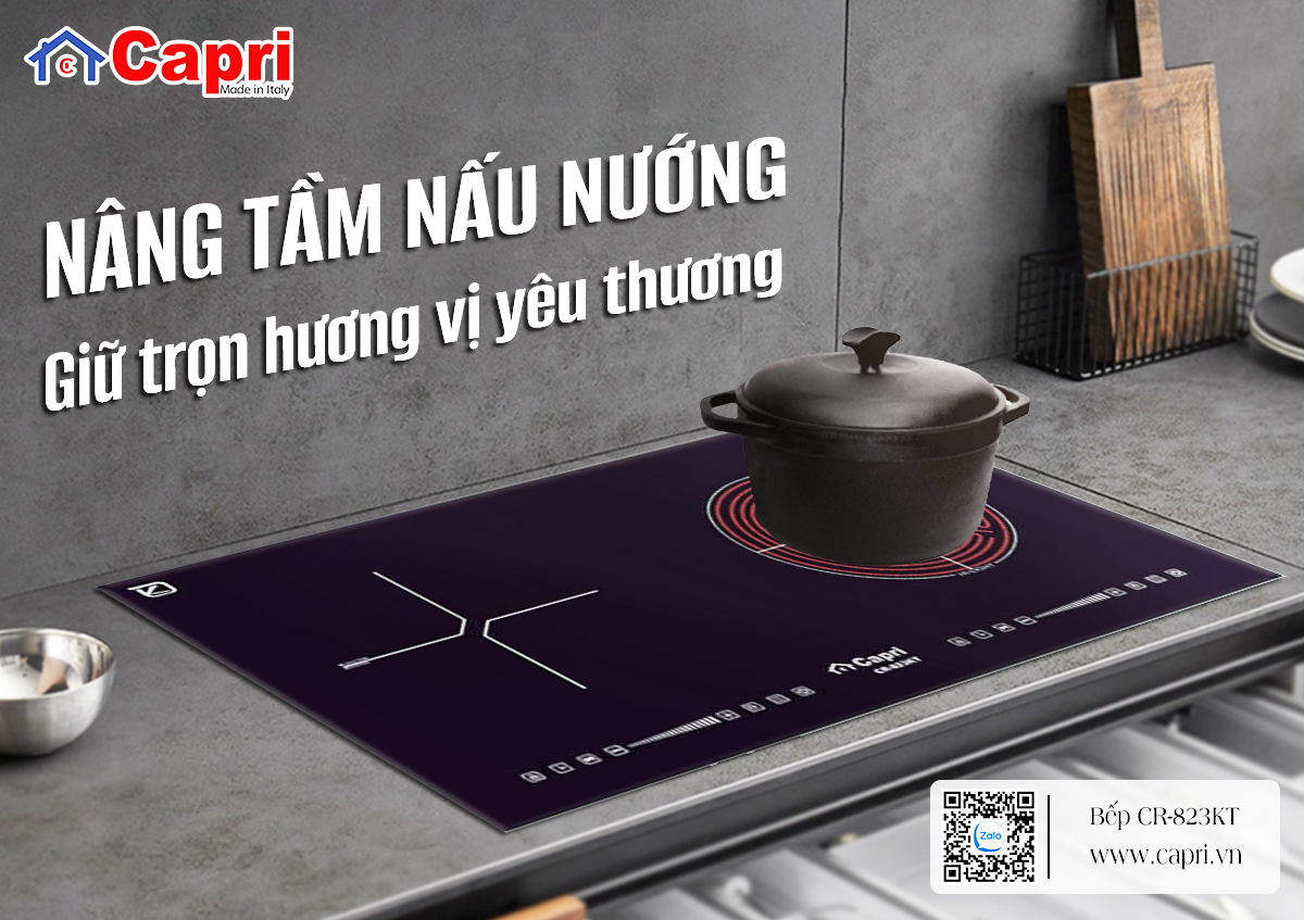 Bếp điện từ Capri có kính làm bằng các chất liệu cao cấp